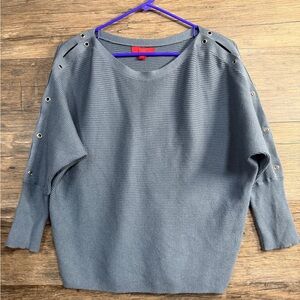 Jennifer Lopez Blue Gray Grommet Detail Sweater